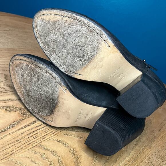 rag & bone Harrow Leather Ankle Boot Western Stacked Heel Black Size 9.5/39.5 - Picture 10 of 11